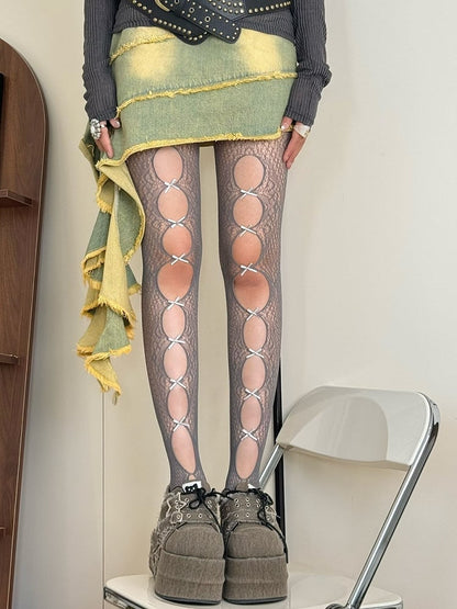 Color Details Options Bowknot Fashion 6 Tights Design Cutout Gyaru