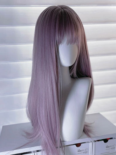 Wig Air Purple with Light Bangs Straight 65CM