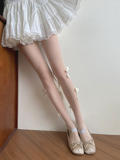 Details Semi-sheer Lolita Tights Bowknot White