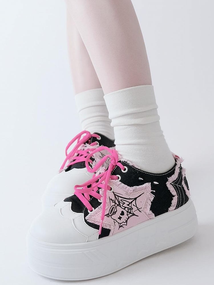 Applique Sneakers Y2K BlackPink Star Platform