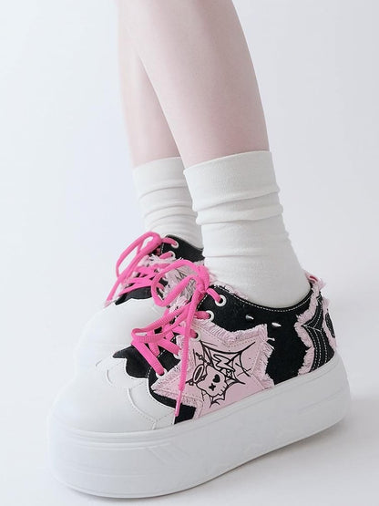 Applique Sneakers Y2K BlackPink Star Platform