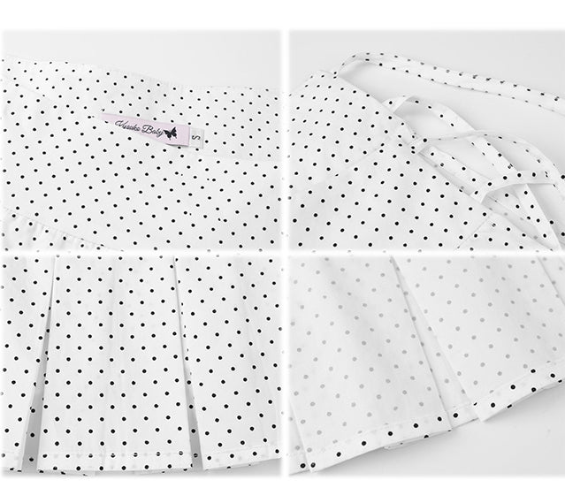 Polka Dot Box Pleated Taille Accessoire und Schwarz Weiß