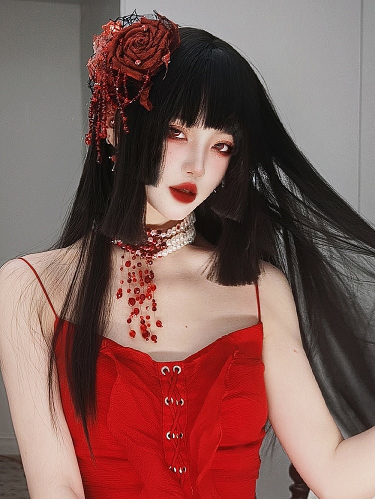 黒姫カットロングストレート合成ウィッグ