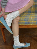 Leg Warmers White Black Footless Ruffled Polka Dot /