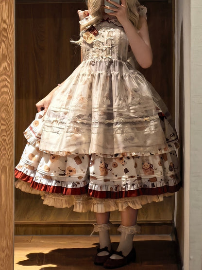 Schürze Süße Bowknots Beige Lolita mit