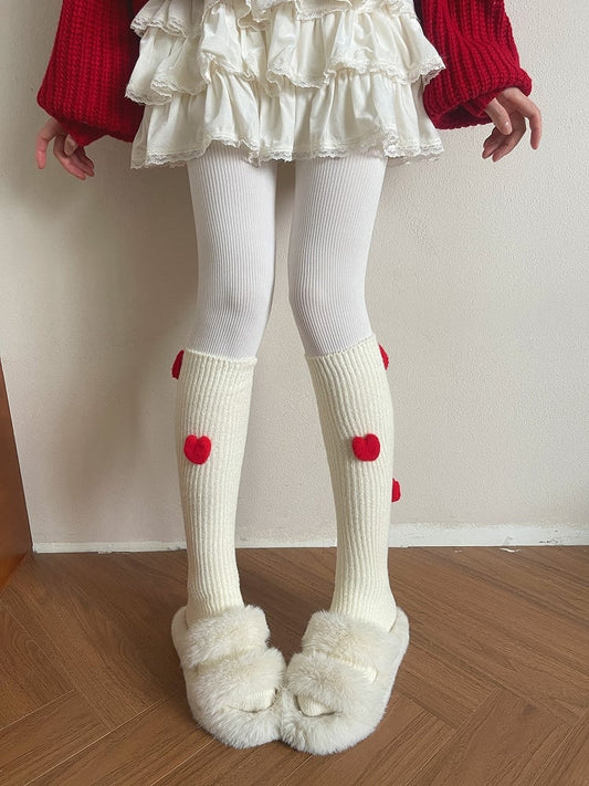 Colors Plush Socks Heart Calf 5 Decorated