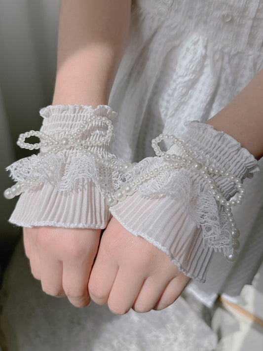 Cuffs Wrist White Bowknot Beaded