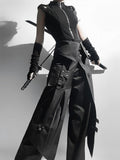 Schwarzes, ärmelloses Ouji Techwear-Oberteil mit All-Full-Fashion-Print – Gothic-Set