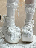 White Ears Janes - Platform Lolita Sweet Mary Satin Bear Plush