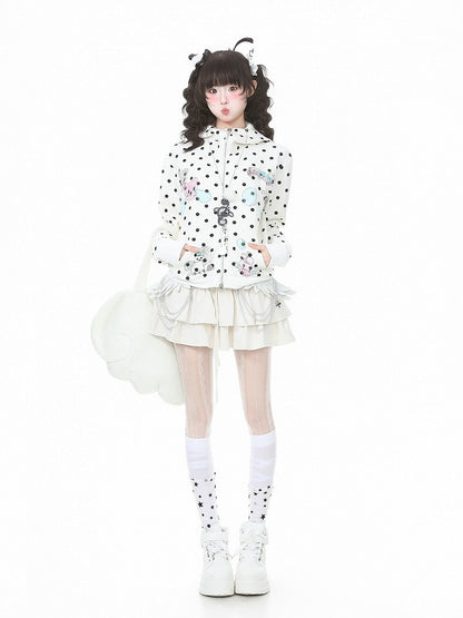 White Tiered Ruffle Skirt with Embroidery - Languid Park