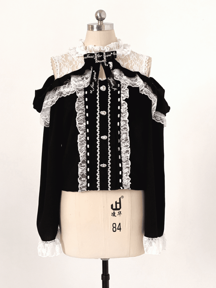 Neckline Illusion Shoulder with Open Blouse Jirai Baggy Kei