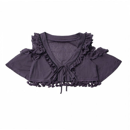 Purple Cutout Shoulder Short Sleeve Knit Crop Top - PINK SAVIOR