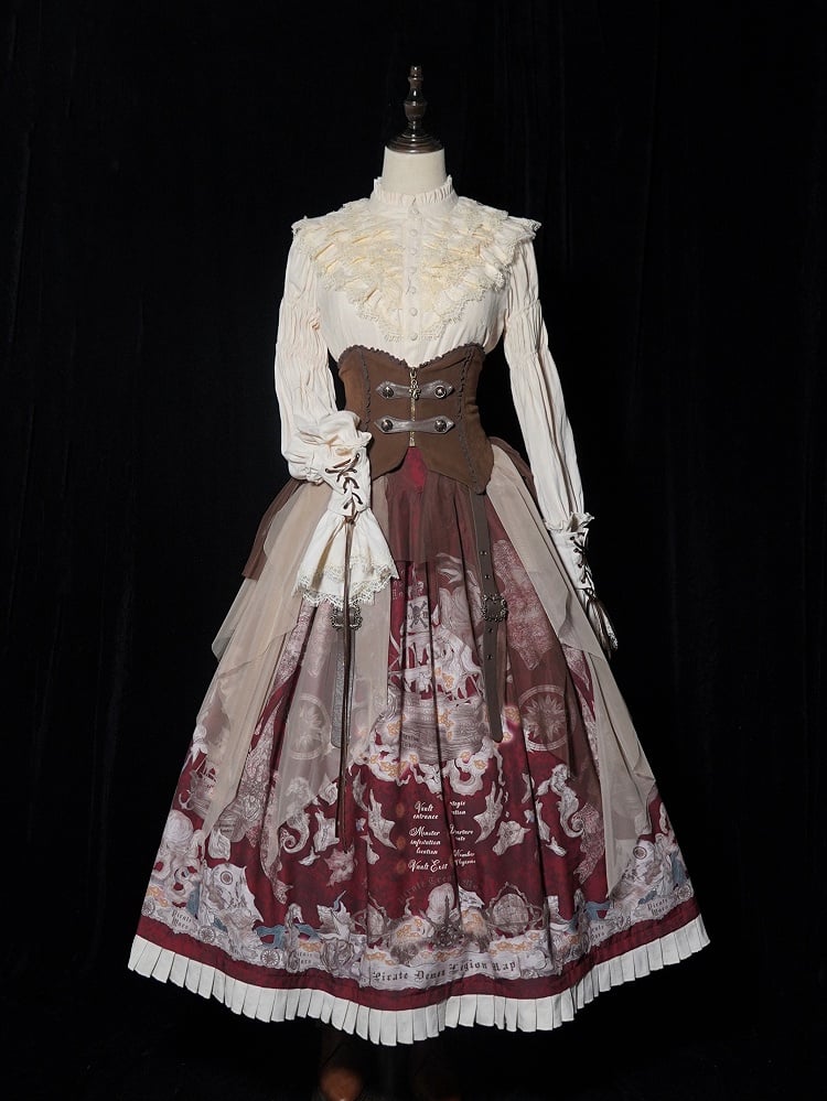 Buckle with Coffee Corset Two Belts Belt