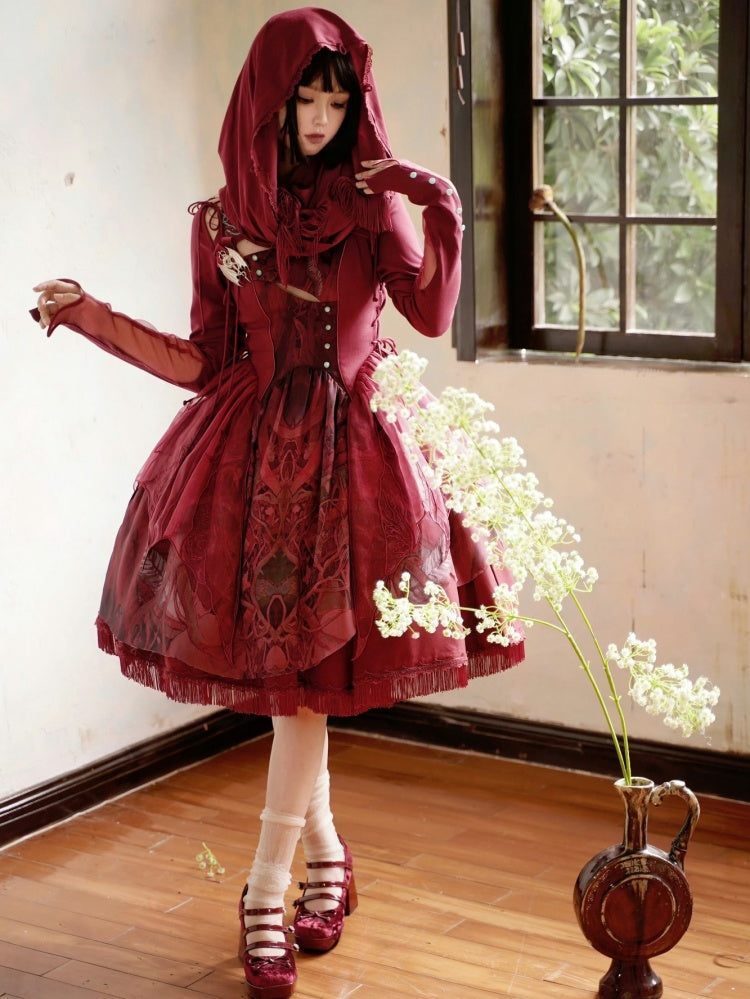 赤/黒/紫の龍と月の刺繍ショール