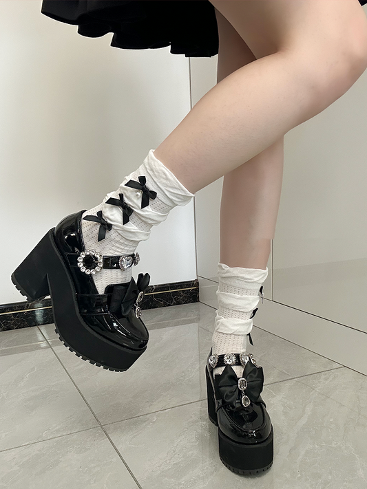 Bow with Mid-Calf Option Socks Triple-Layer 6 Balletcore Details Colors