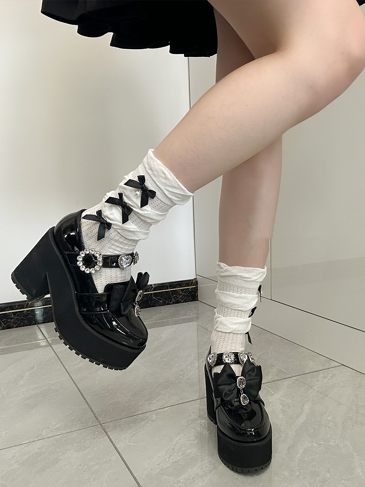 Bow with Mid-Calf Option Socks Triple-Layer 6 Balletcore Details Colors