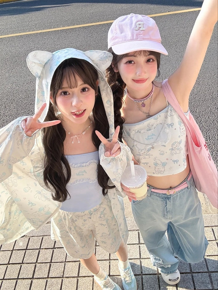 Süßes blau/weißes Cami-Top