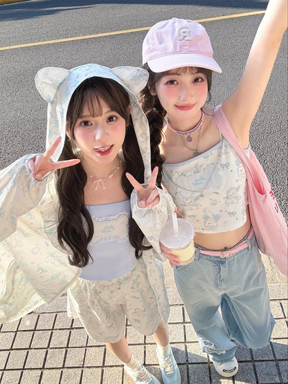 Süßes blau/weißes Cami-Top