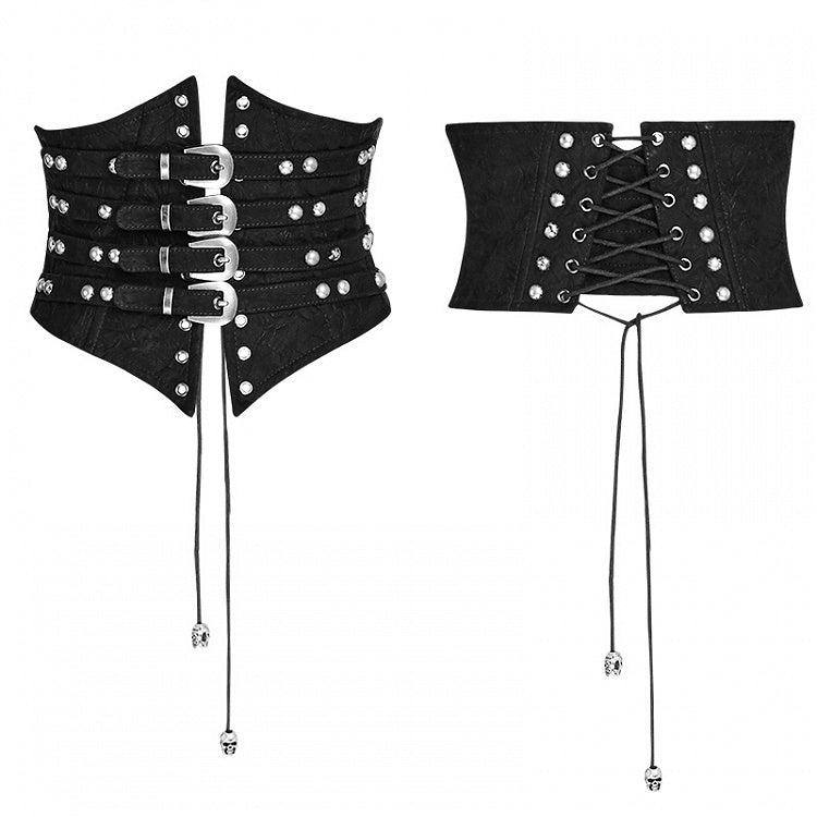 Black Steampunk Buckle Loops Girdle