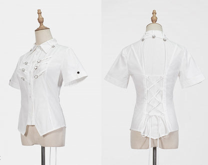 Shirt Lolita with White Buckle Details Ouji Sleeves Short
