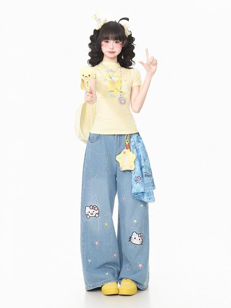 Lemonade Beverage Graphic Tee with Rhinestone Bling - Languid Park