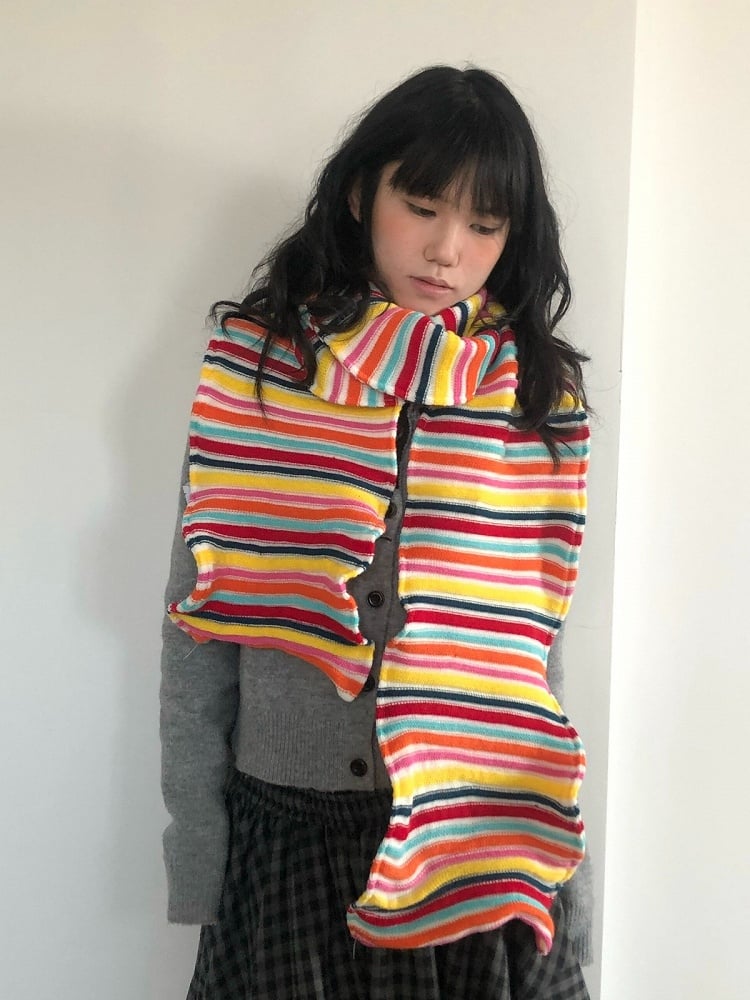 Colorful Striped Scarf Irregular Design - freetrader