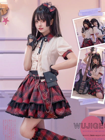 アイドルロリータ レッドチェック柄 ビッグリボン KC