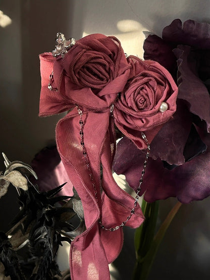 Rot/Weiß/Dunkelblau/Rosa/Lila Gothic Lolita Rosettenbrosche