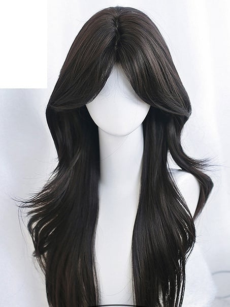 Wigs Wavy Brown/Black 55-60cm Long