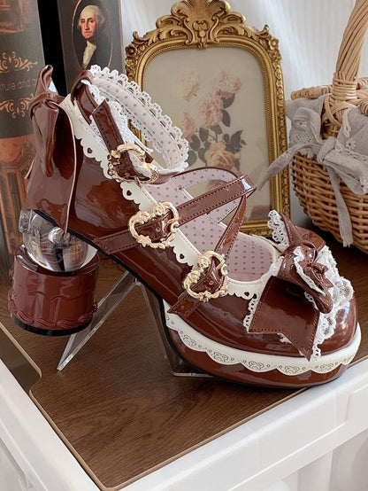 PU - Brown Mary Jane Sweet Platform Sole Shoes