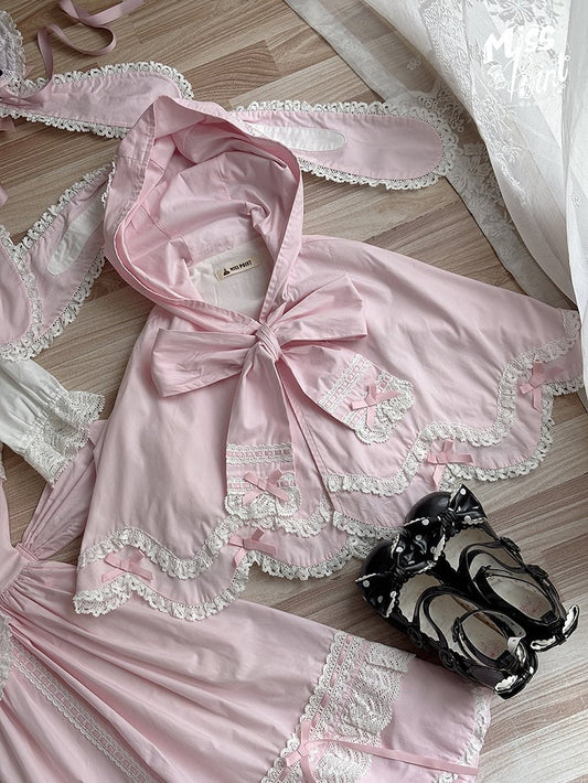 Ears Bunny Cape Pink Hooded