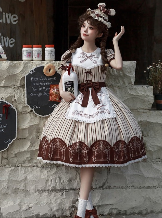 Bein braun Band Tee Nachmittag Schürze Wärmer Kleid