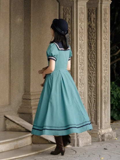 Turquoise Sailor Collar Elegant Lolita Dress - LilyVow