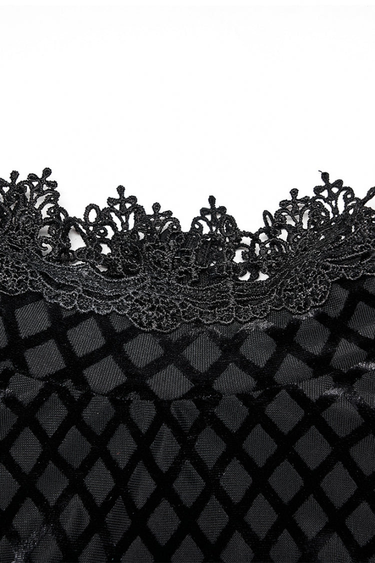 Black Long Sleeves Invisible Zipper High-Waisted Hollow Stitching Gothic Dress