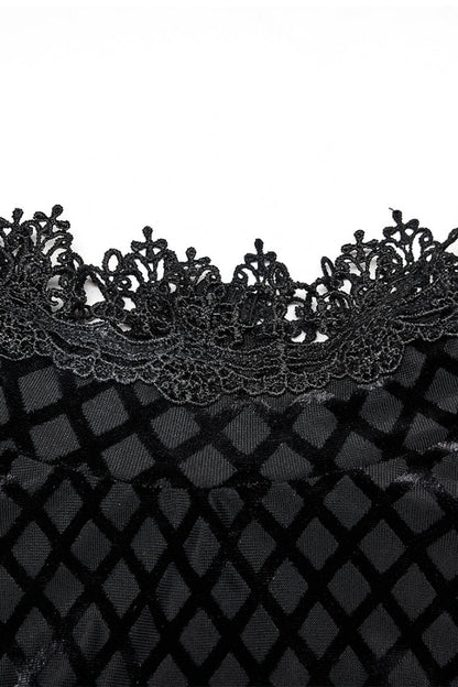 Black Long Sleeves Invisible Zipper High-Waisted Hollow Stitching Gothic Dress