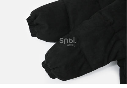 Schwarze Pufferjacke mit „Zootopia Judy and Nick“-Applikation