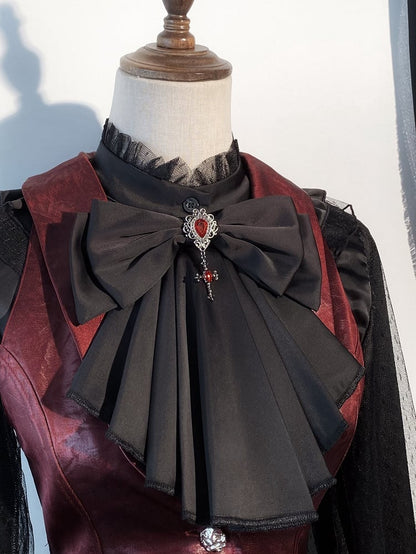 / Bowtie Lolita Jabot Black White