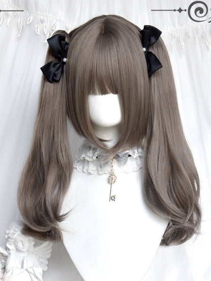 Wigs Short Wavy With Clips Ponytails Claw Two Grey