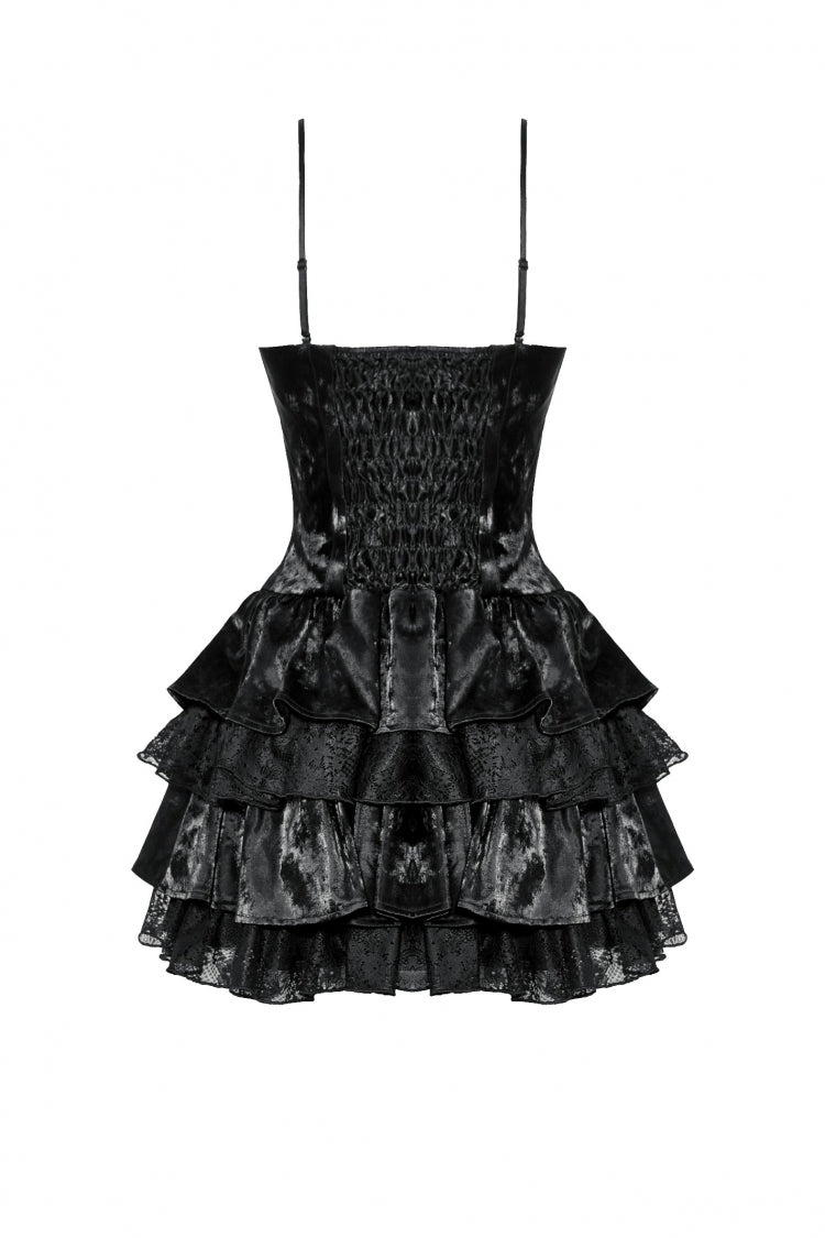 Black Sleeveless Ruffled Party Slip Dress Punk Graduation