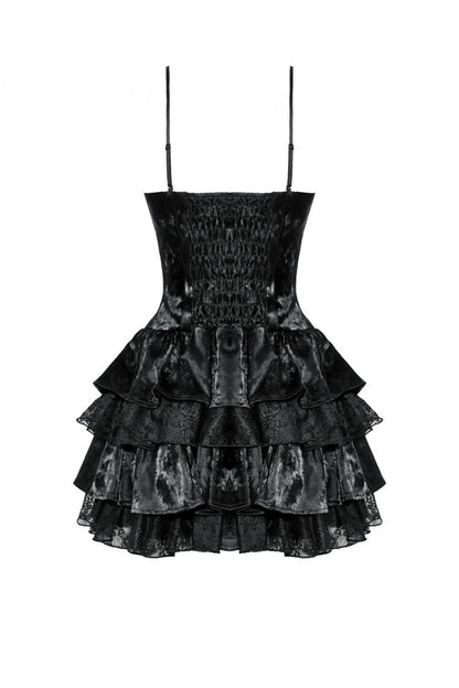 Black Sleeveless Ruffled Party Slip Dress Punk Graduation