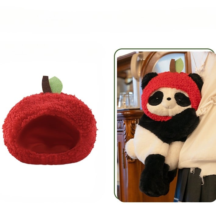 Cute Backpack Bag Keychain Backpack/Crossbody Apple Plush + Hat Panda