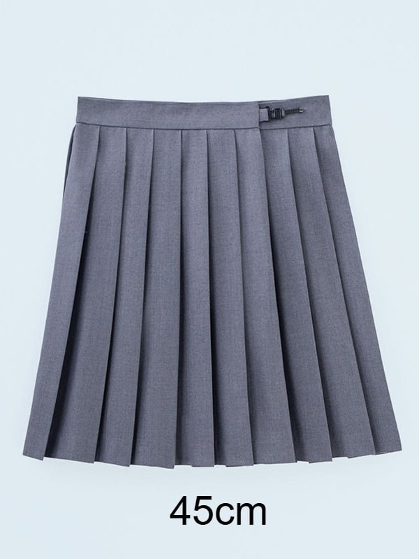 Grey High Waist JK Pleated Skirt - Lan Jian Chuan