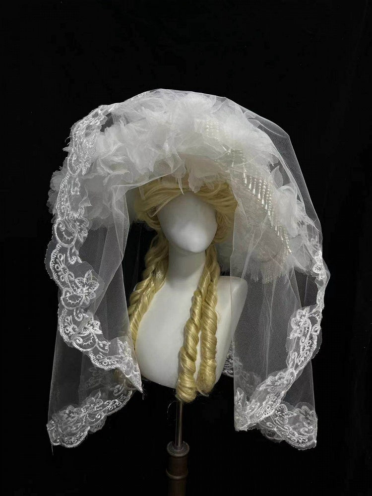 Gothic Lace Hat with Beaded Tassel - Custom Made Earrings