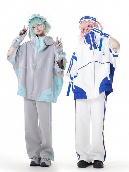 Star Moon White Embroidery Blue Hairband and