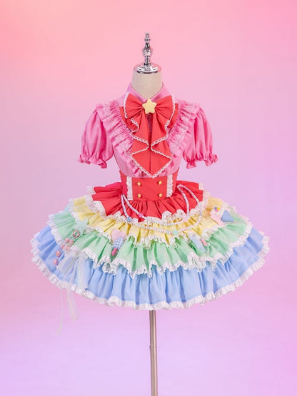 Layered Rainbow Skirt with Sweet Chains & Pins - High Waist - DevilInspired Exclusive Collection