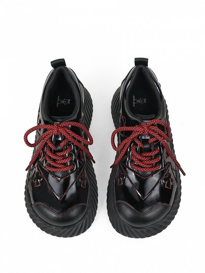 Lace-up Suit Decor Club with Black Shoes Closures Punk Platform Red