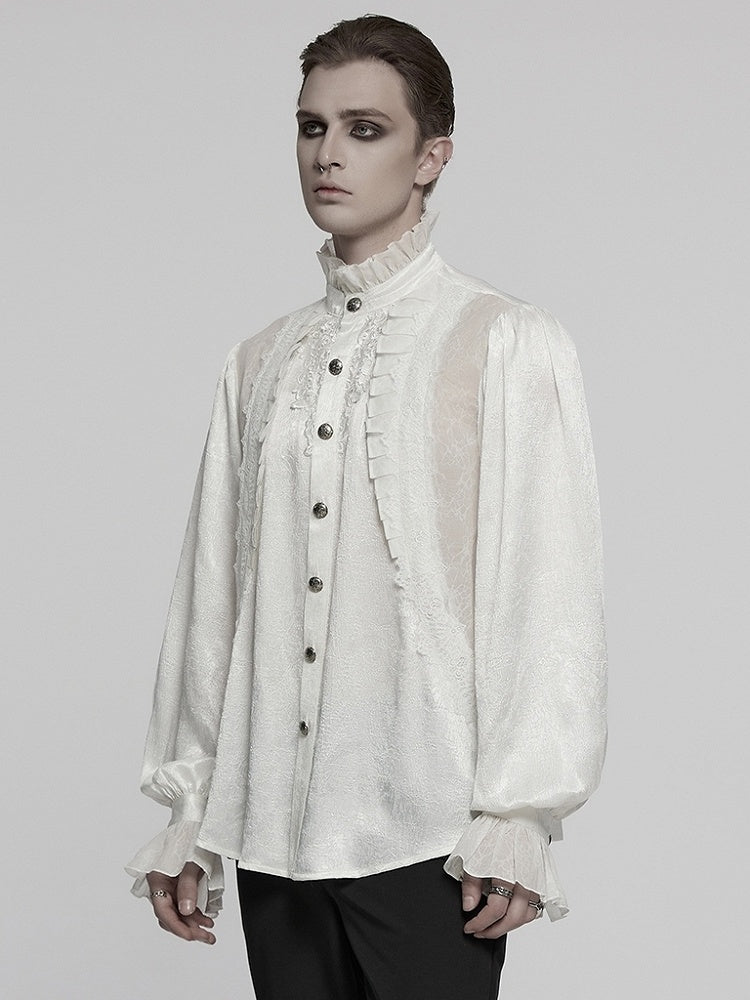 Glamorous Gothic White Men's Shirt
