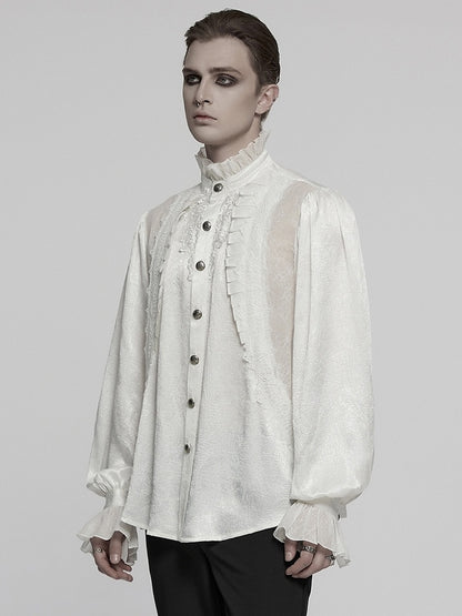 Glamorous Gothic White Men's Shirt