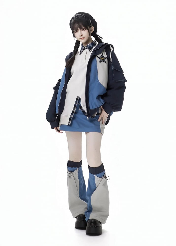 Blue&White Colorblock Skirt