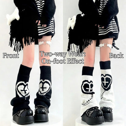 Reversible Two-Way Cable Knit Leg Warmers Kawaii - Two Bear Pink